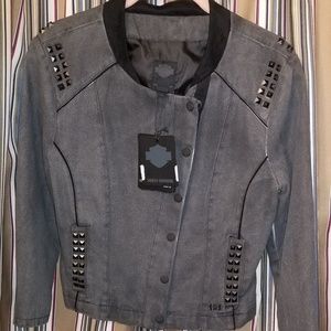 Harley Davidson Med Black/grey studded jacket